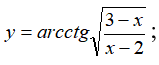 y=arcctg√3-x/x-2