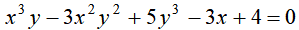 x^3y-3x^2y^2+5y^3-3x+4=0